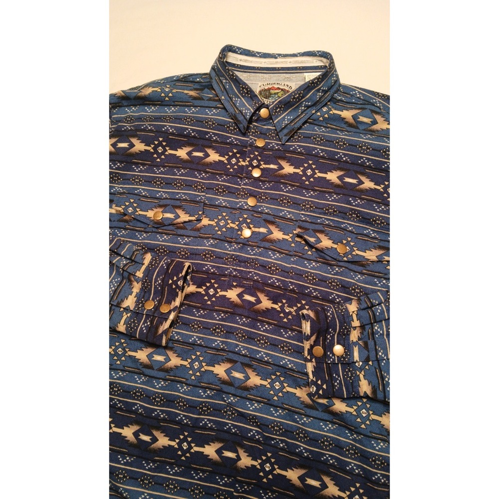 Cumberland Outfitters Men's‎ Cotton Long Sleeve Aztec Snap Western Shirt XL